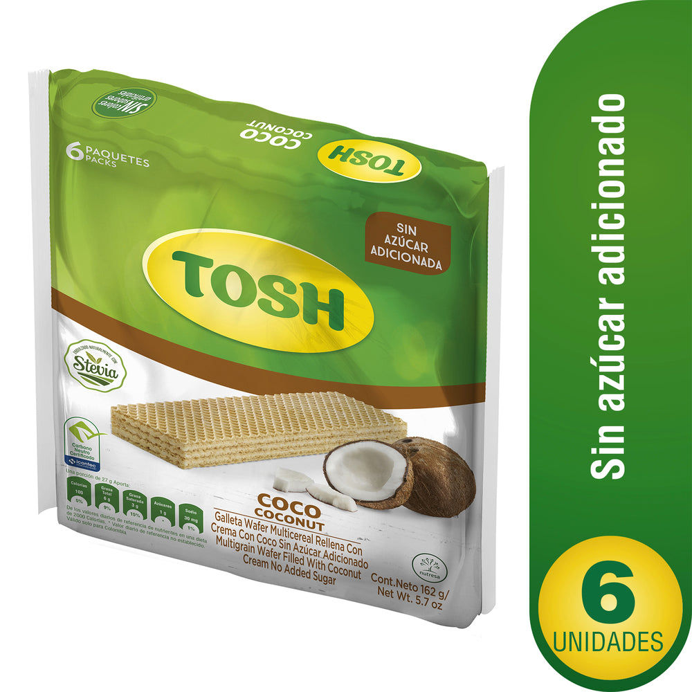 Galleta Tosh Wafer Multicereal Coco 6 Unidades