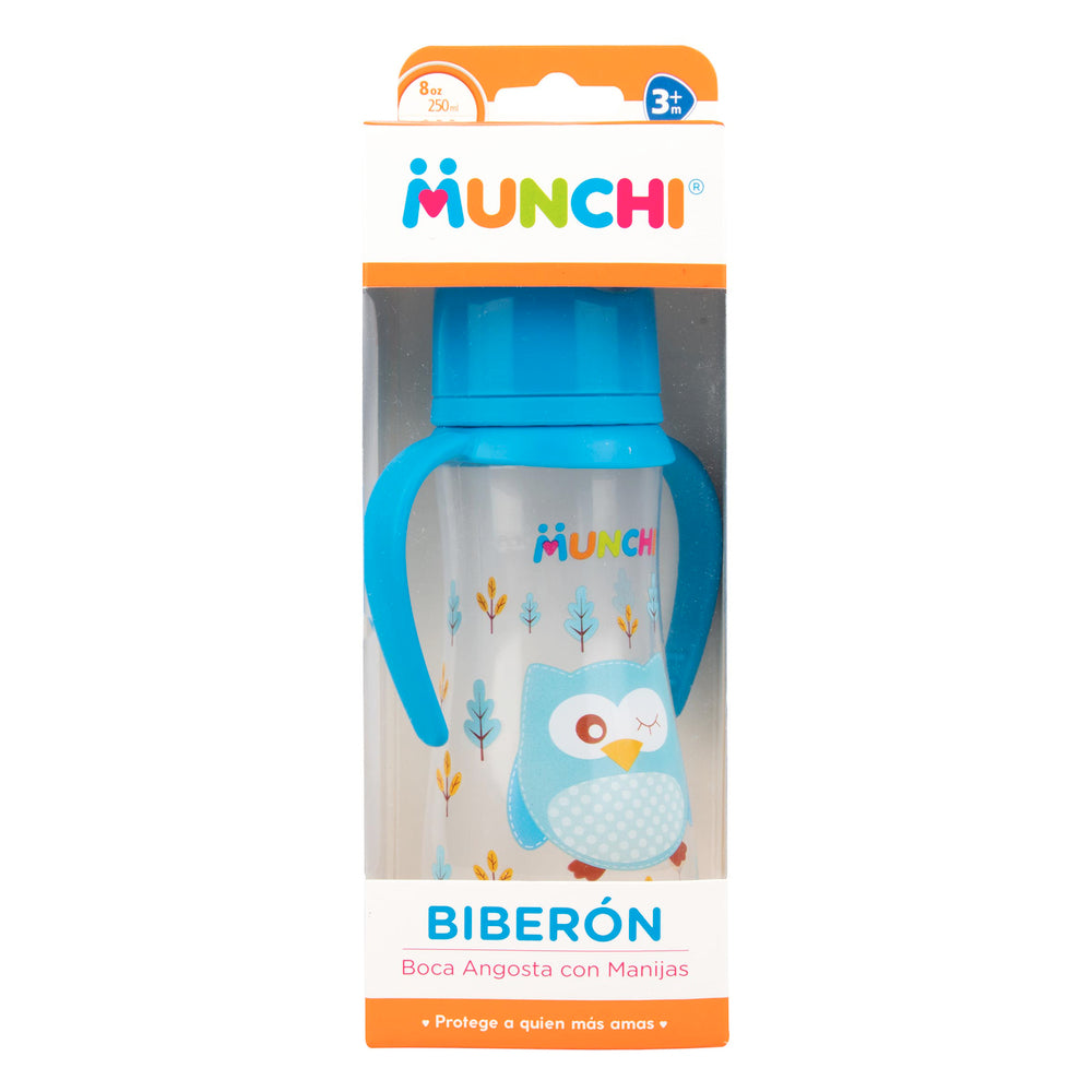 Biberón Munchi Boca Angosta con Manija 8 Oz