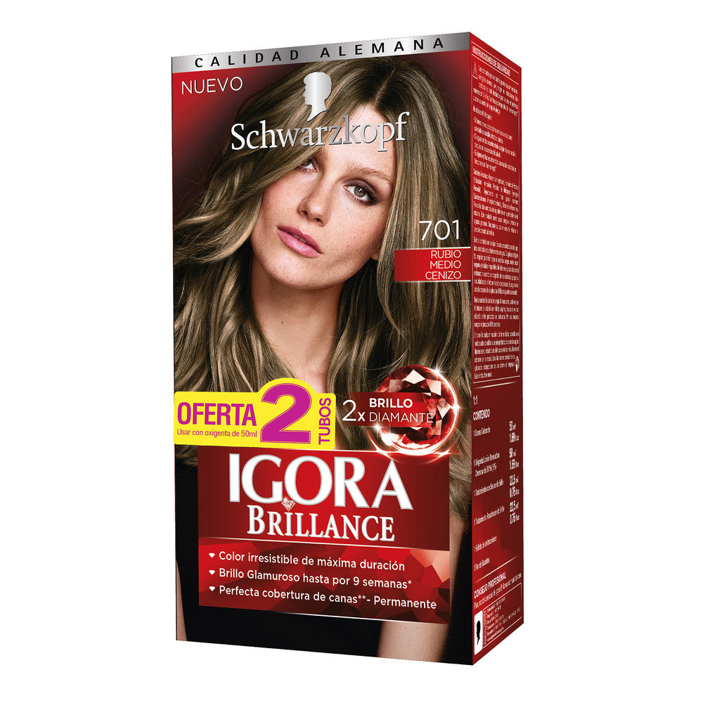 Igora Kit Brillo 701 Rubio Medio Cenizo + D.T