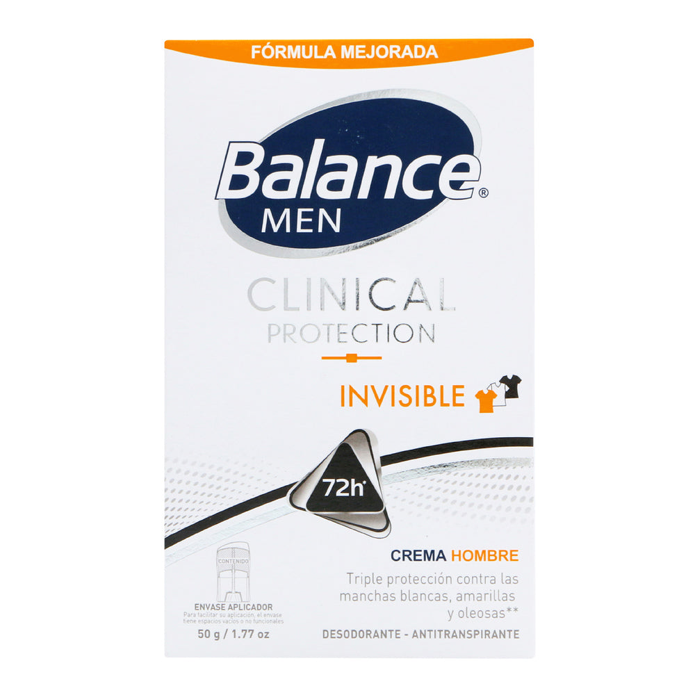Desodorante Balance Crema Clinical Invisible 50 Gramos Hombre