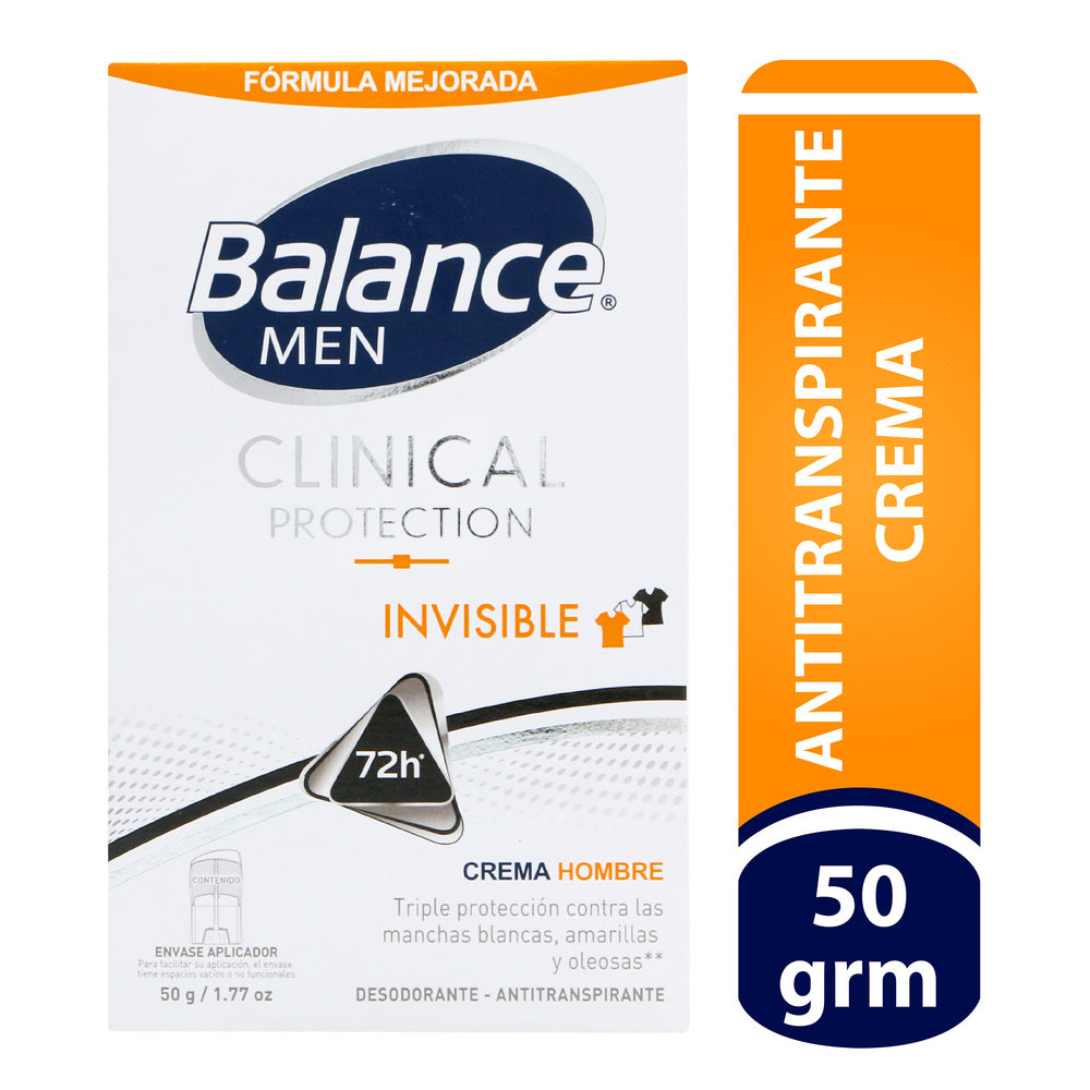Desodorante Balance Crema Clinical Invisible 50 Gramos Hombre