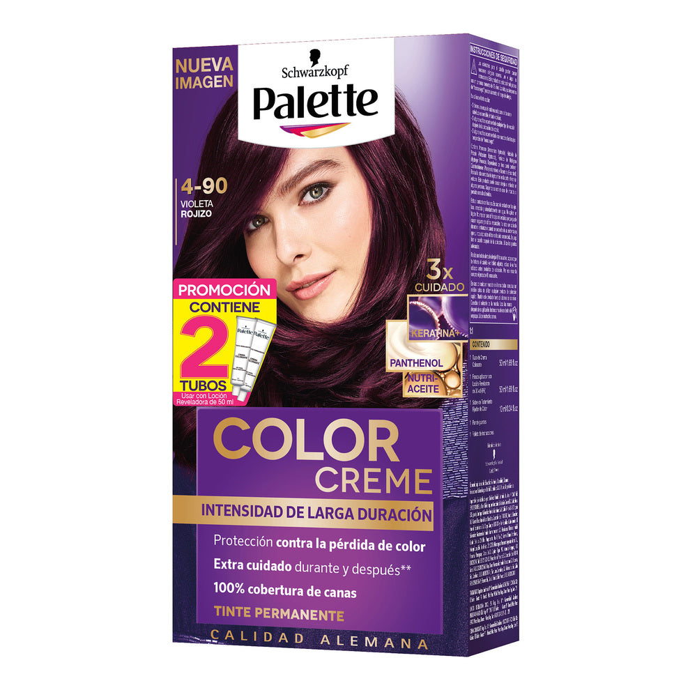 Palette Color Creme Kit 4-90 Violeta Rojizo + Doble Tubo