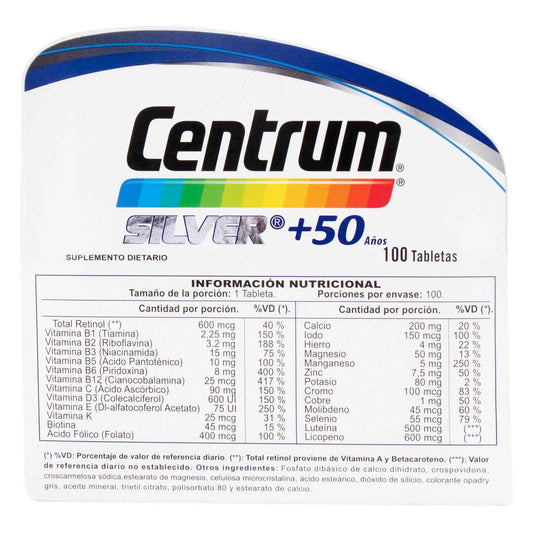 CENTRUM SILVER 50 ANOS 100 TABLETAS