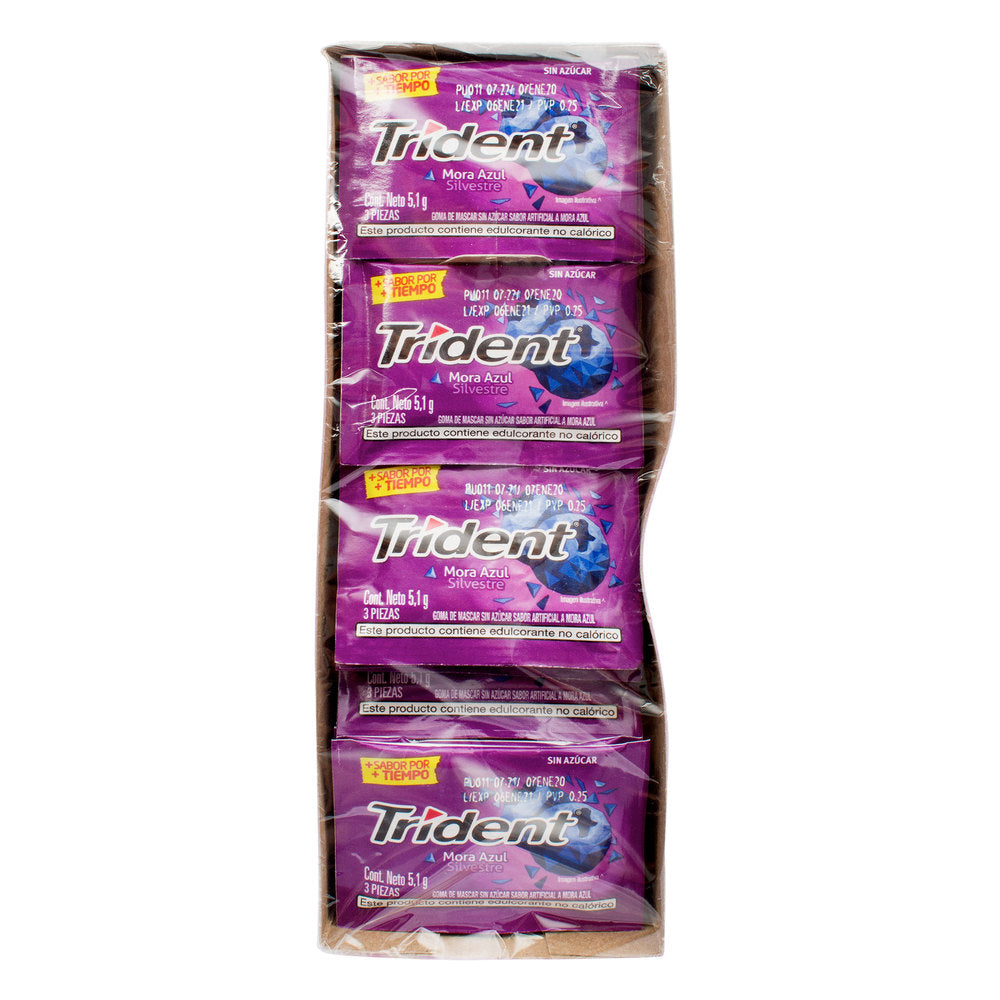 Chicle Trident 3S Mora Display 24 Unidades