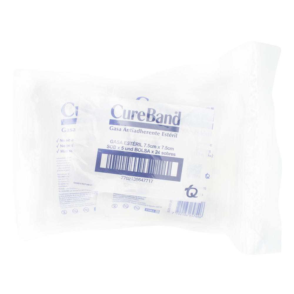 Gasa Cure Band Premium Estéril 7.5X7.5 Sobres 5X24 Unidades