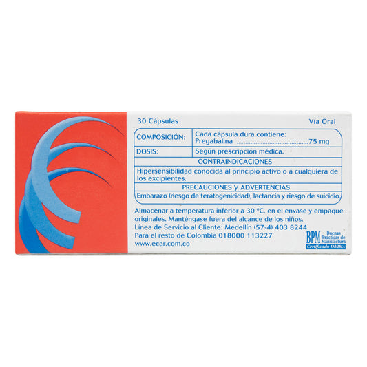 PREGABALINA 75 MG 30 CAP EC (P)50018