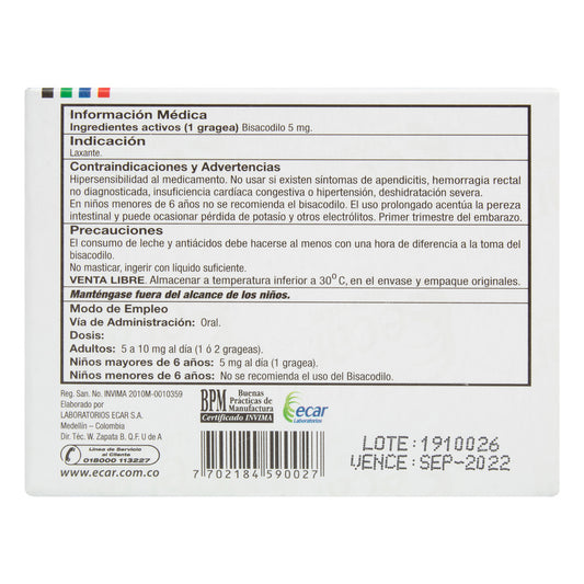 FARMALAX BISACODILO 5 MG 100 CAPSULAS