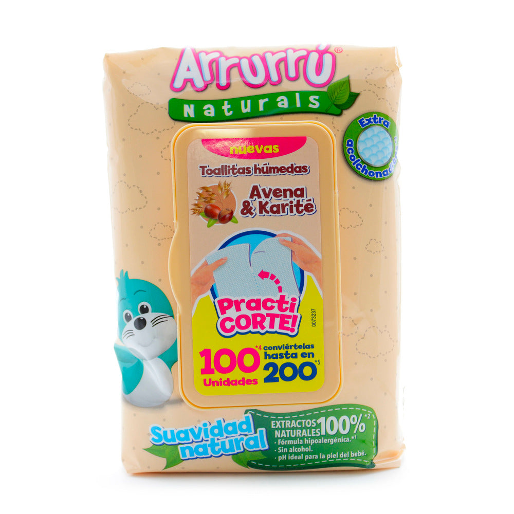 Toallitas Arrurrú Avena Practicorte 100 Unidades