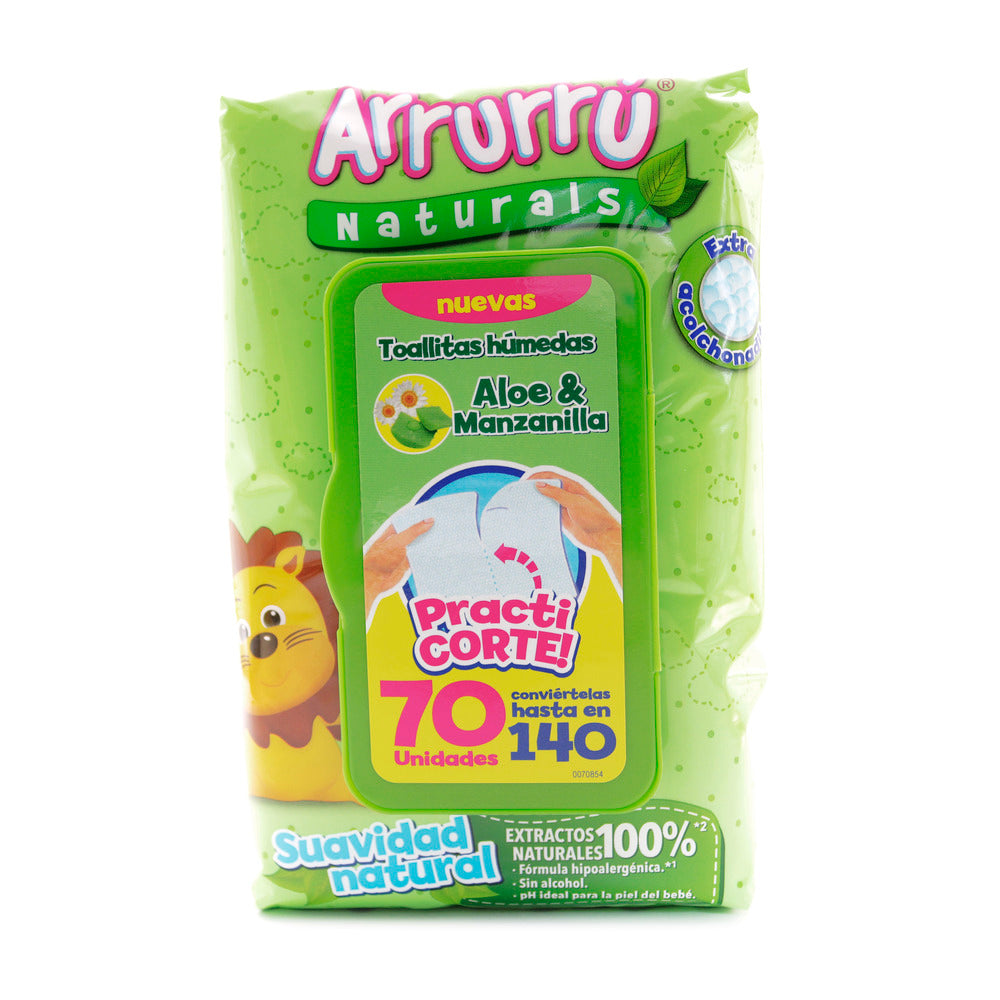 Toallitas Arrurrú Aloe Practicorte 70 Unidades