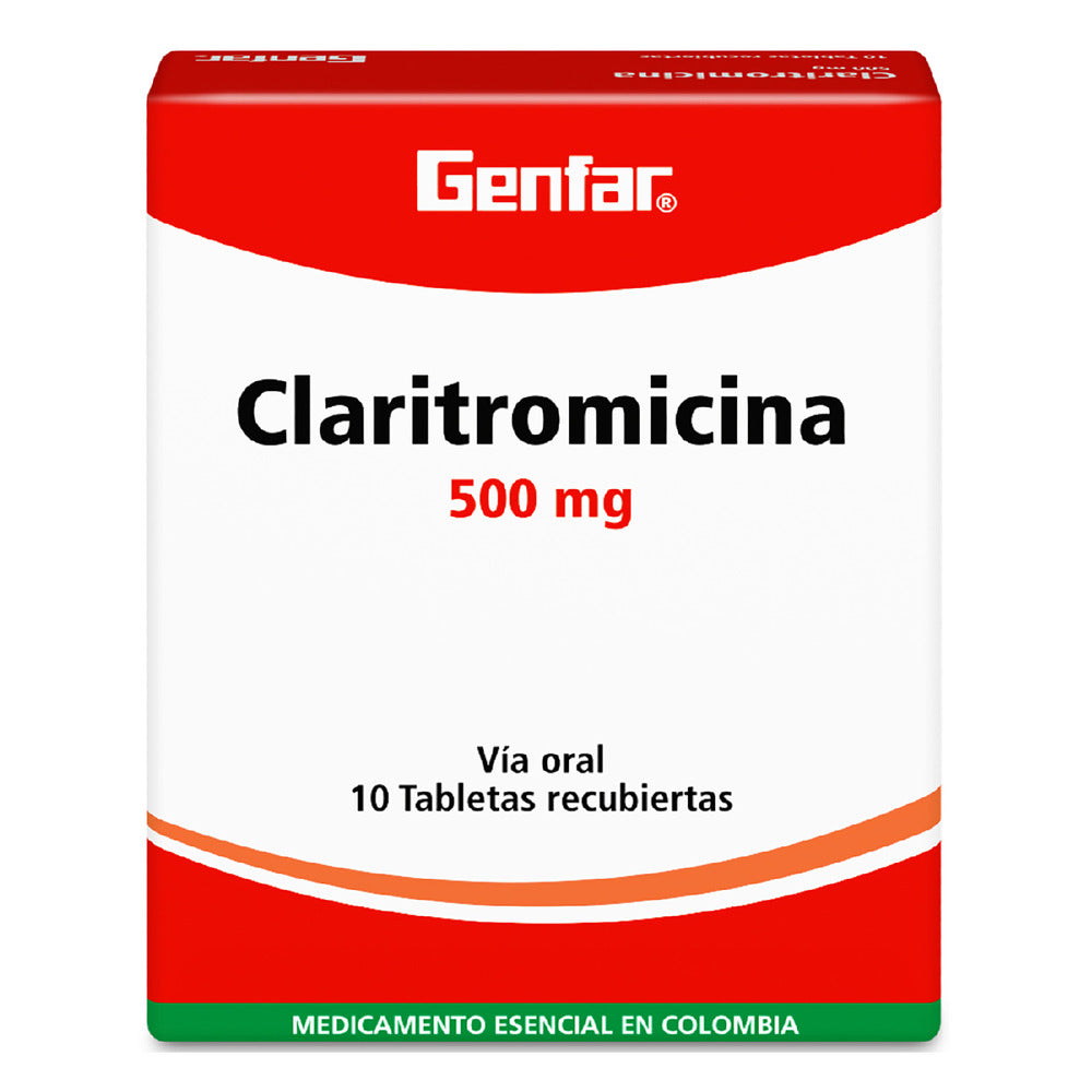 Claritromicina 500 Miligramos 10 Tabletas GF