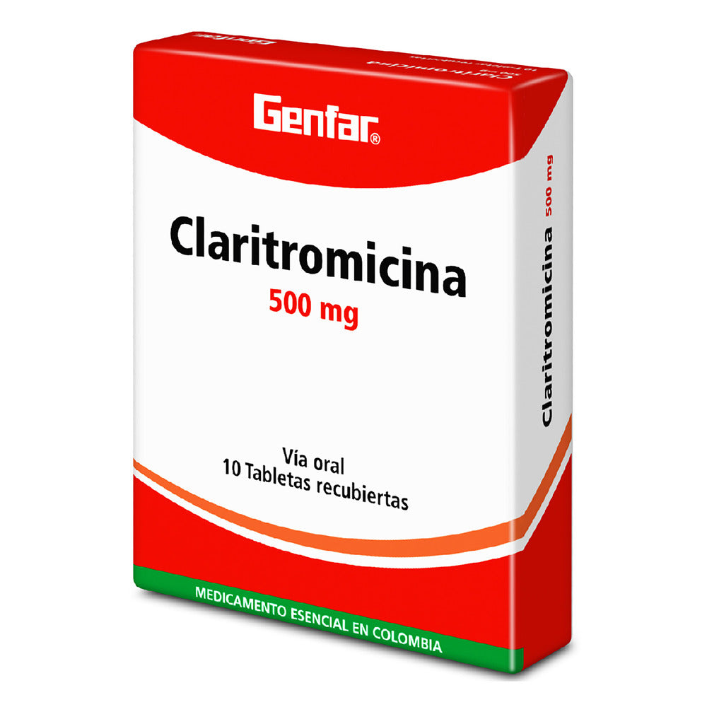 Claritromicina 500 Miligramos 10 Tabletas GF