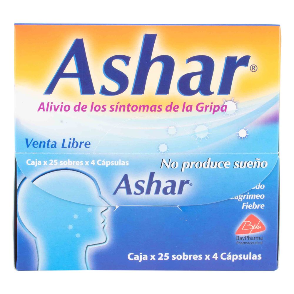 Ashar Acetaminofén + Cafeína + Fenilefrina + Cetirizina x 100 Cápsulas