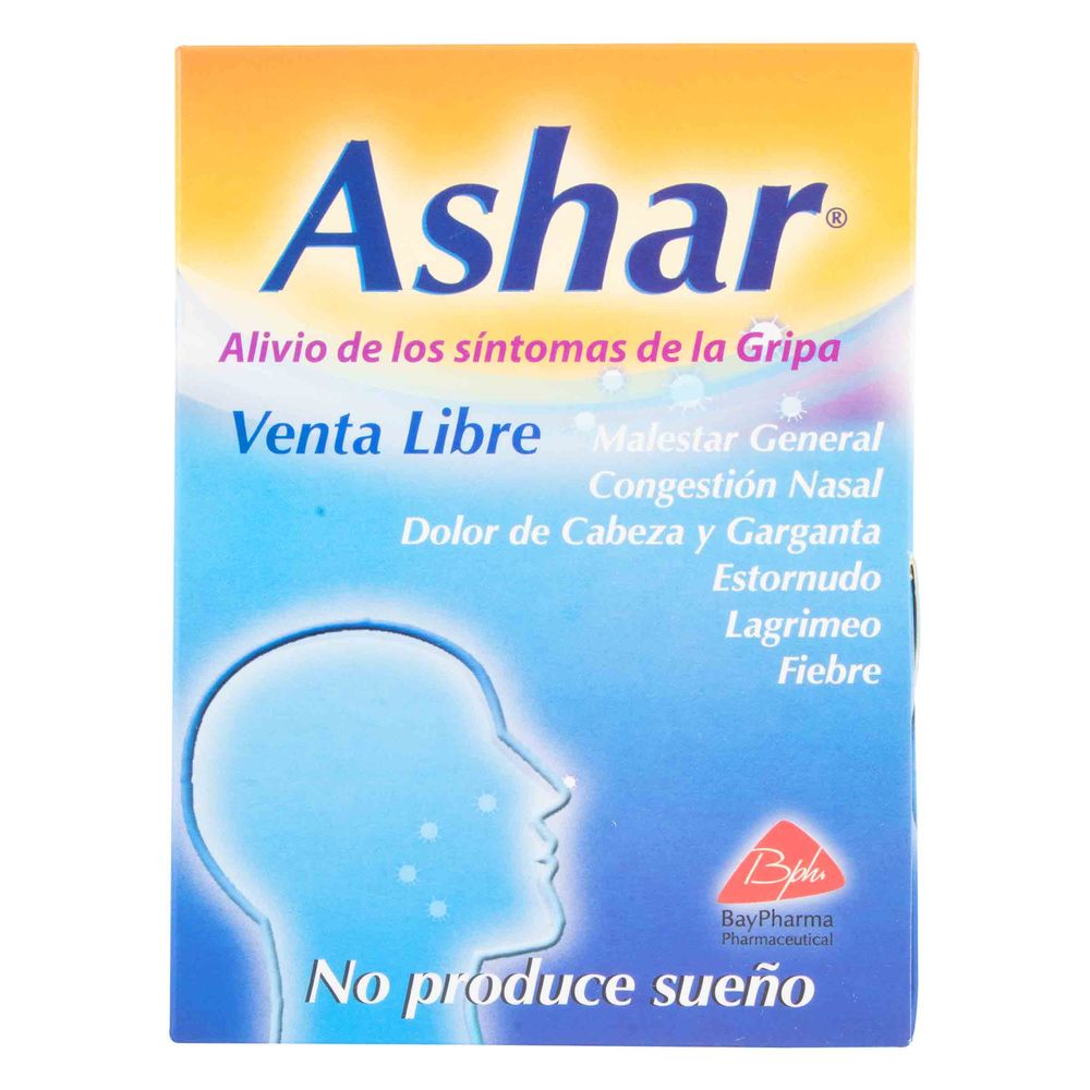Ashar Acetaminofén + Cafeína + Fenilefrina + Cetirizina x 100 Cápsulas