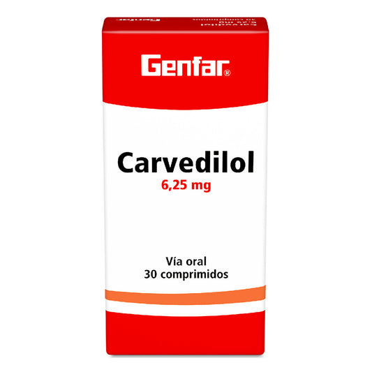 CARVEDILOL 6.25 MG 30 TABLETAS W