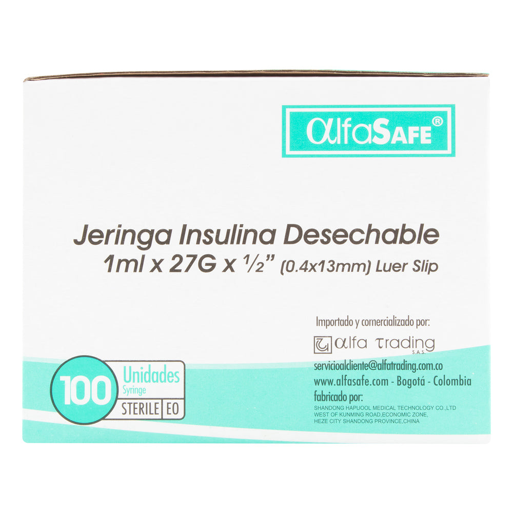 Jeringa Alfa Insulina 1 ml 27 G X 1/2 13 MM