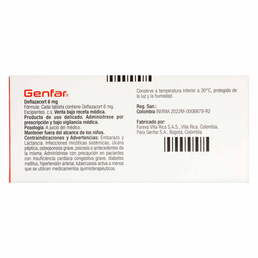 DEFLAZACORT 6 MG 10 TABLETAS GF