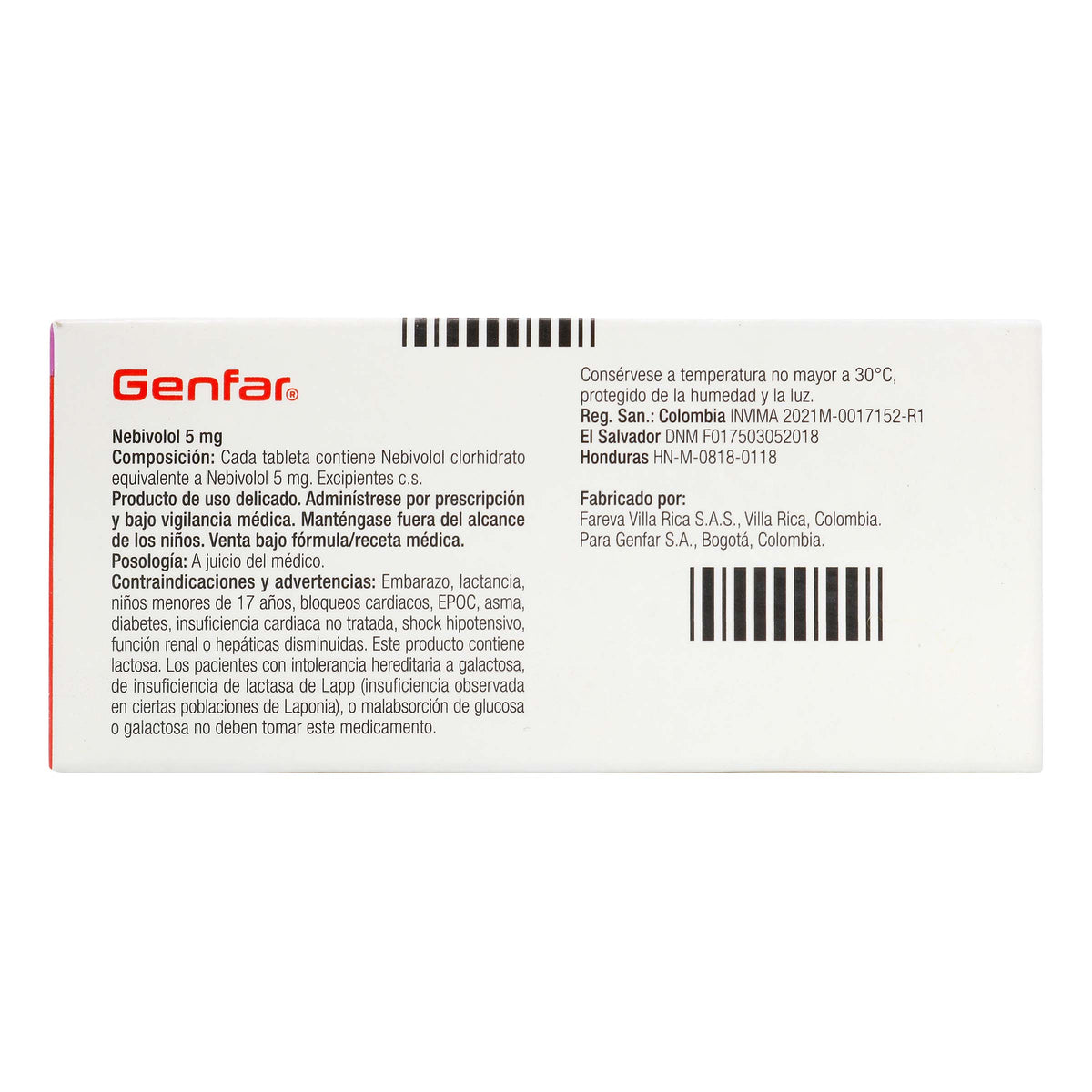 Nebivolol 5 mg 30 Tabletas
