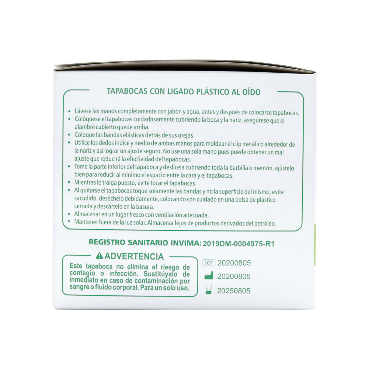 Tapabocas Desechable Inverfarma Blanco 50 Unidades Empaque Individual