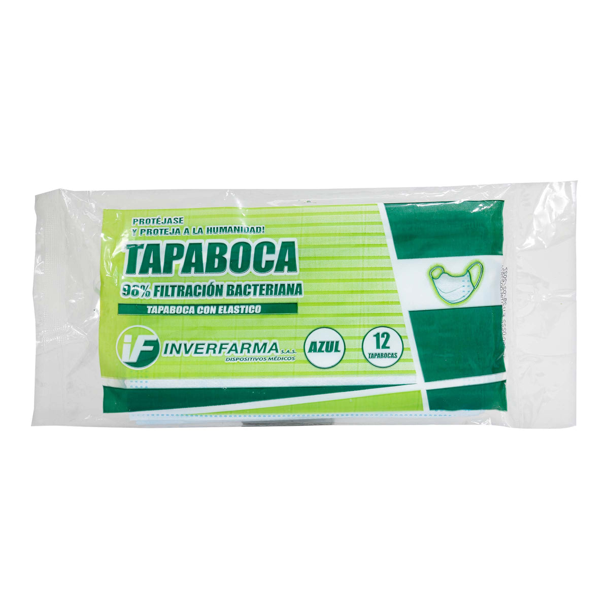 Tapabocas Desechable Inverfarma Azul 12 Unidades