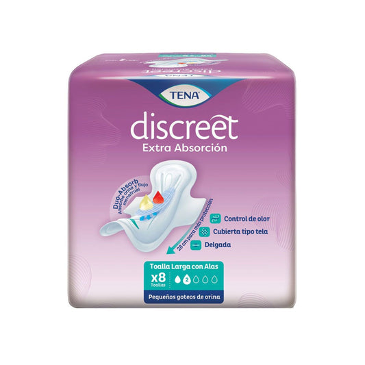 TOALLA TENA DISCREET EXTRAABSORCION 8UND