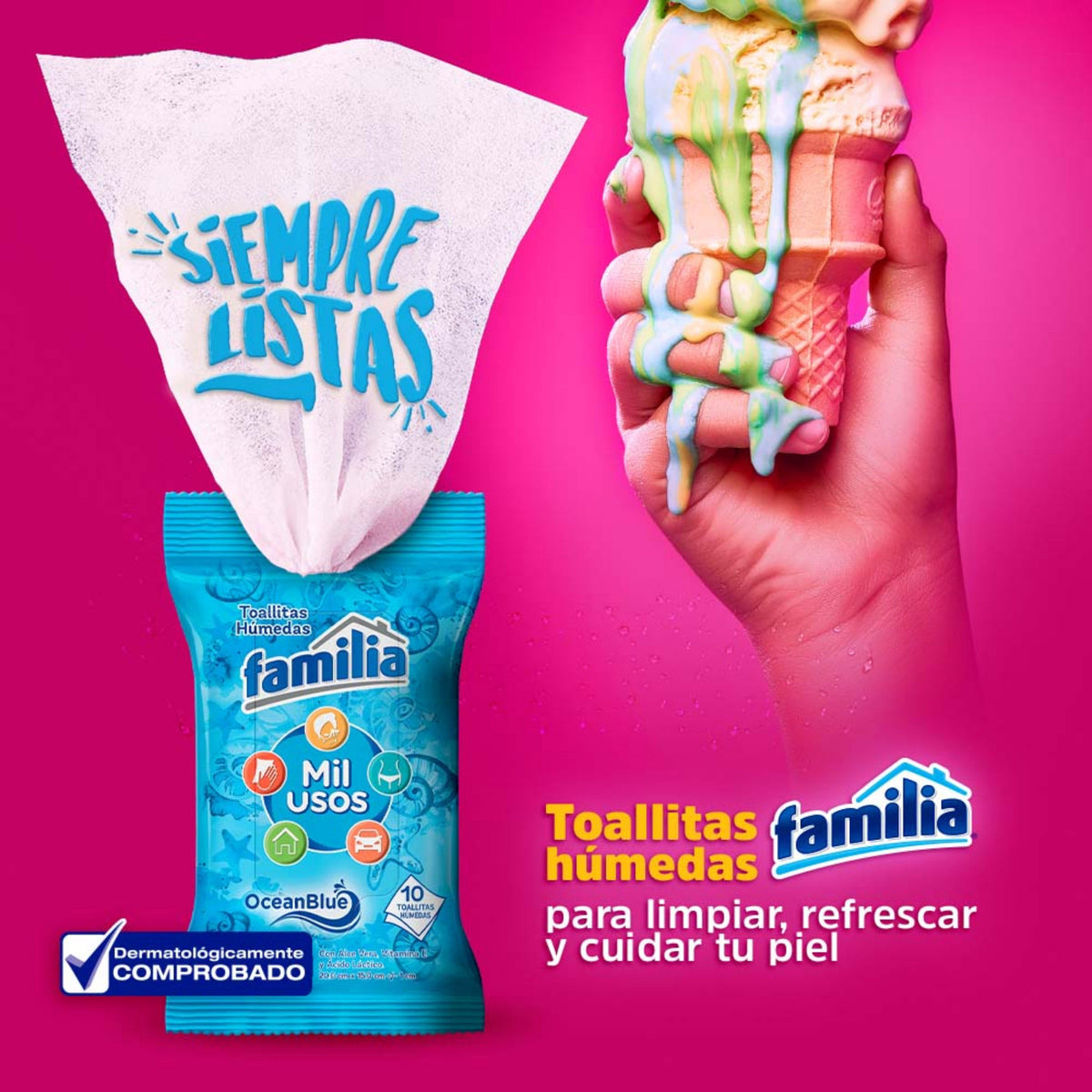 Pañitos Húmedos Familia Active Mil Usos 10 Unidades