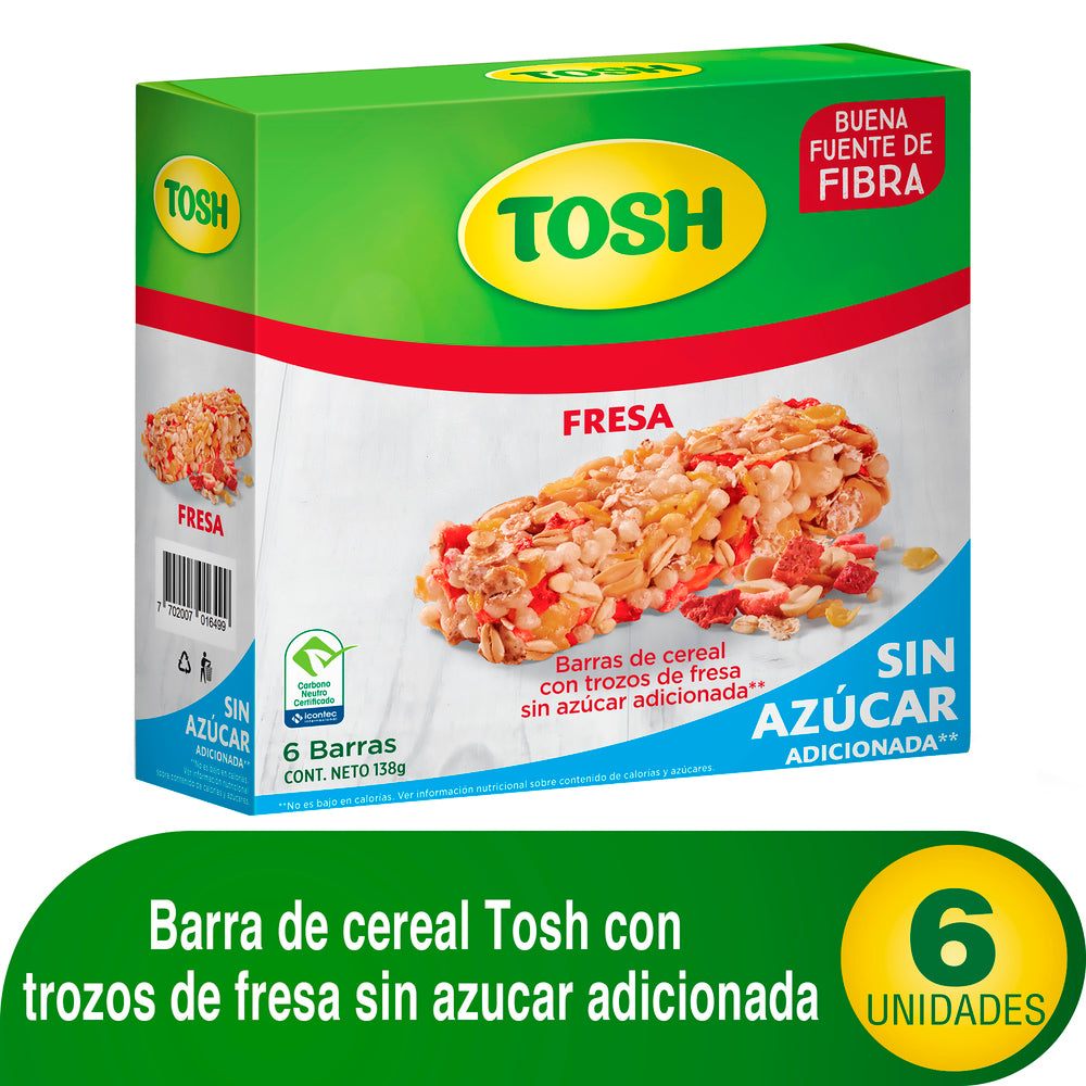 Bar.cereal Tosh Fresa Sin Azu.23G 6 Und