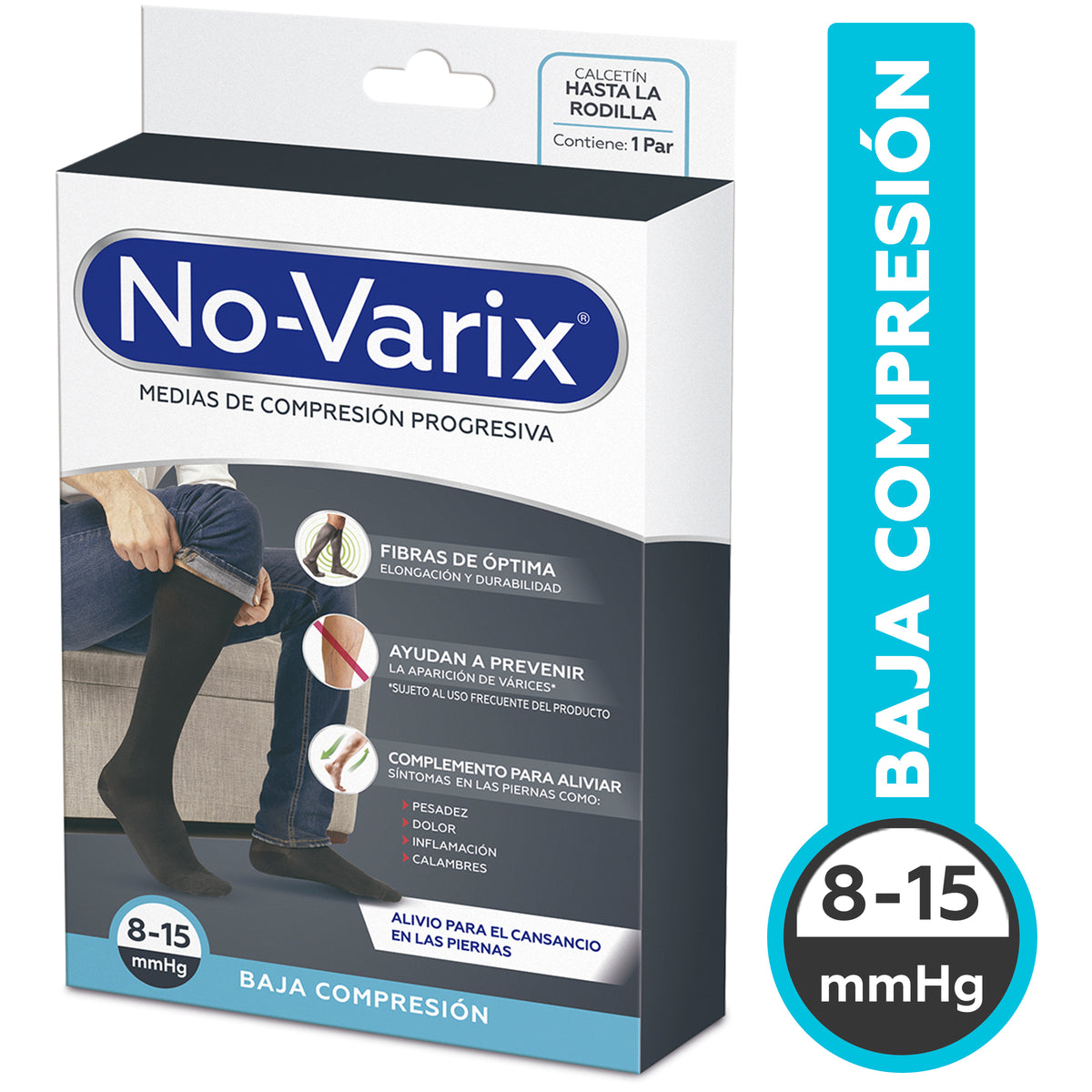Calc.novarix Hombre 8-15Mmhg Negro T.l