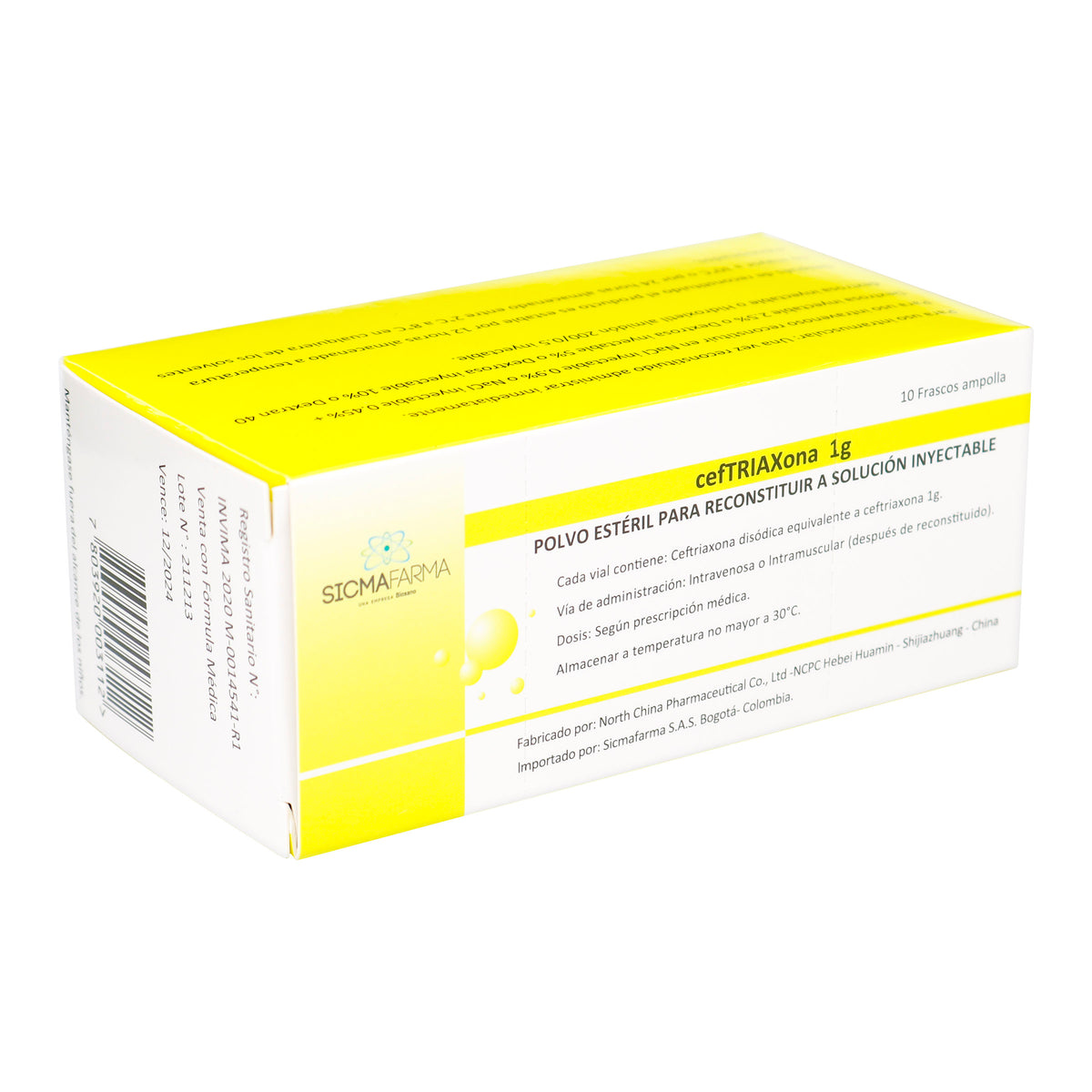 Ceftriaxona 1.0 G Solu.inyecta.10 Viales