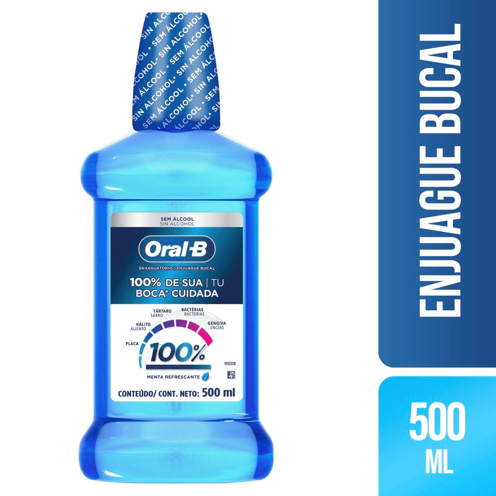Enjuague Oral-B 100% Single Frasco Por 500 Mililitros