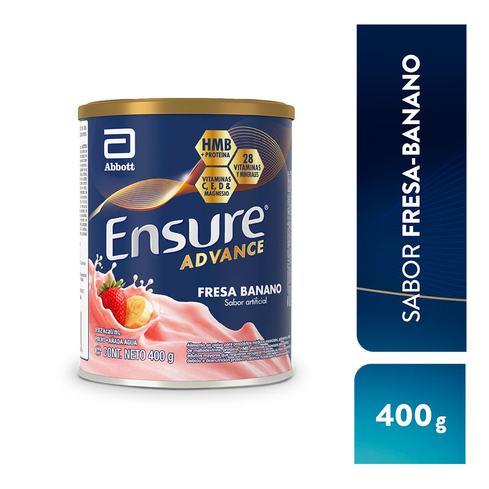 Ensure Advance Fresa Banano Lata 400 Gramos