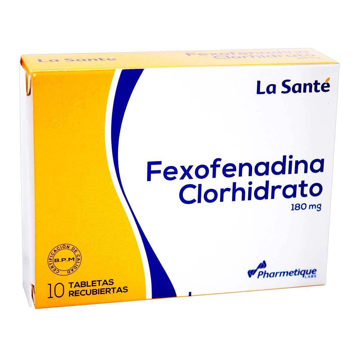 Fexofenadina Clorhidrato 180 Miligramos 10 Tabletas Ls