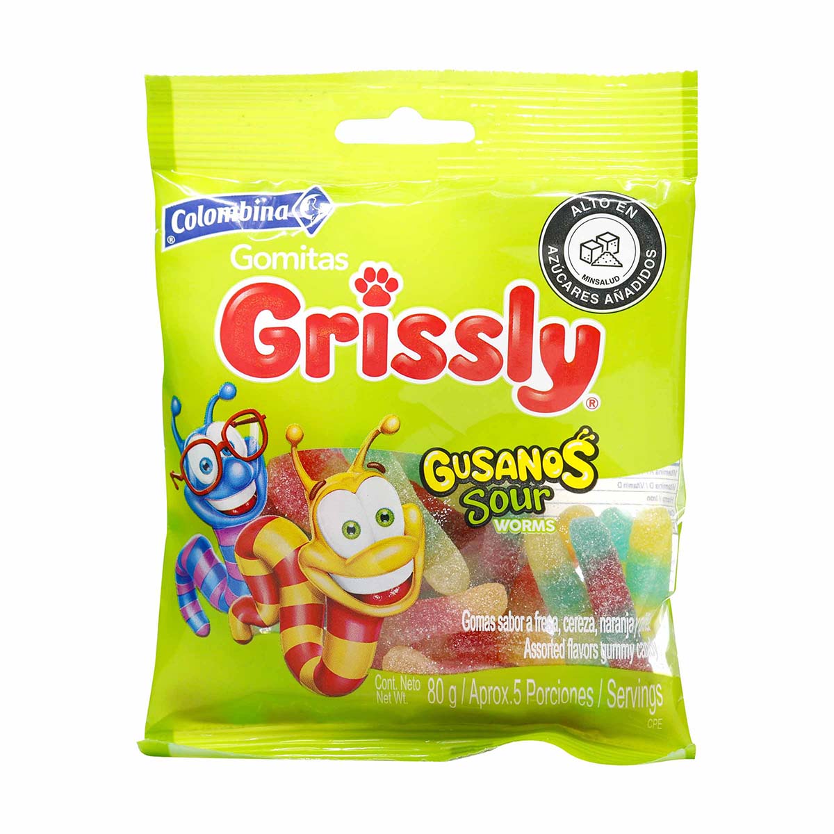 Goma Grissly Gusanos 80 Gramos