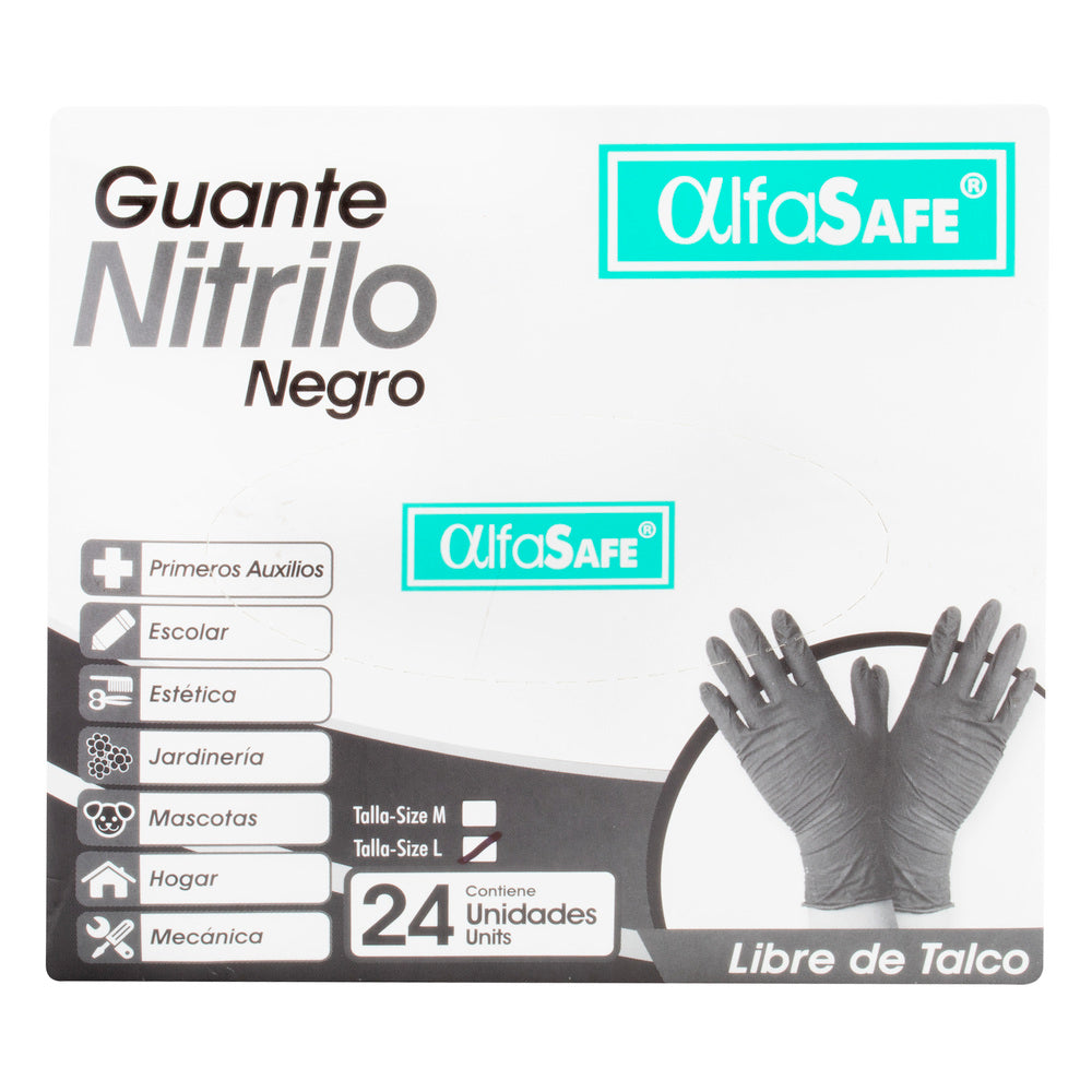 Guantes Nit.alfasafe Negro Talla L 24