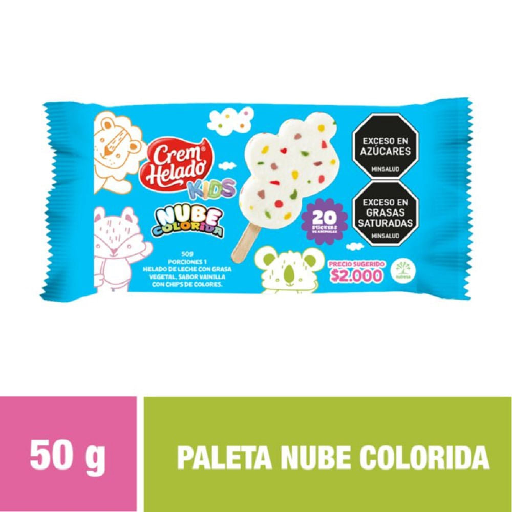 Helado Paleta Nube Colorida 54 Gramos X 24 Unidades