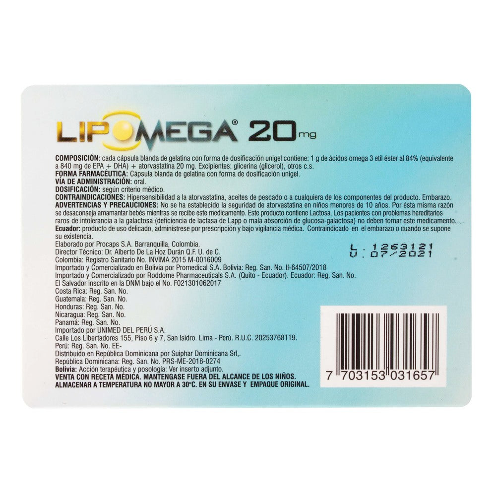 Lipomega 20 MG 30 CAP