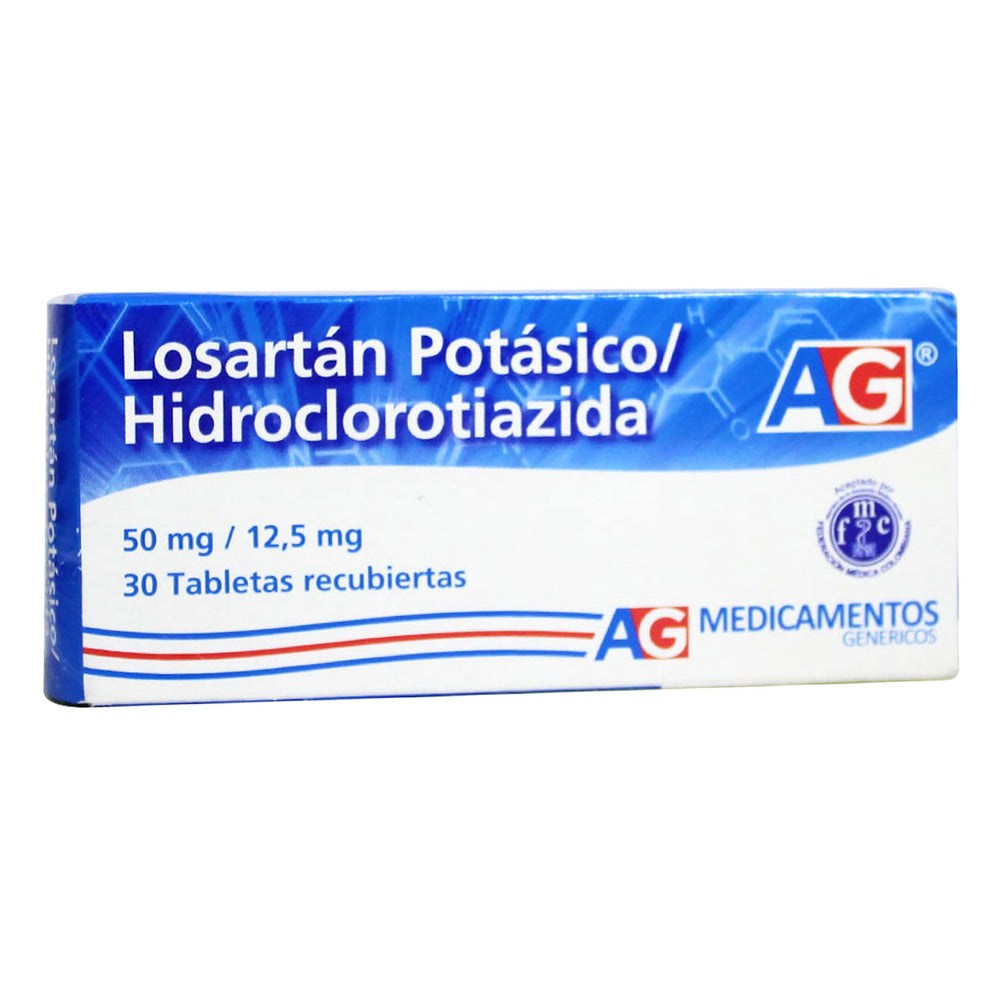 Losartán 50 Miligramos + Hidroclorotiazida 12.5 Miligramos 30 Tabletas Ag