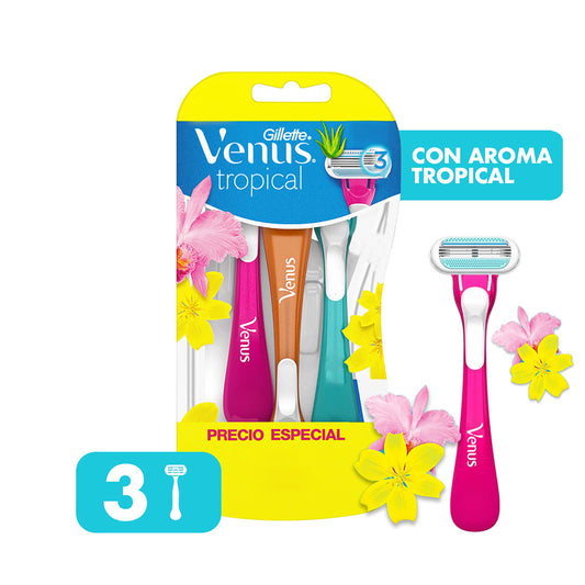 Maq.desechable Venus Tropical 3 Uns