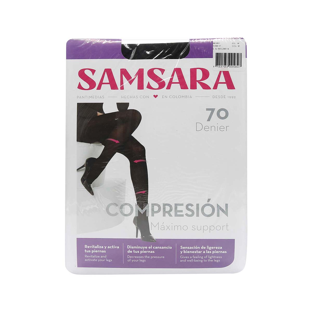Medias Samsara Support Compren M Negro
