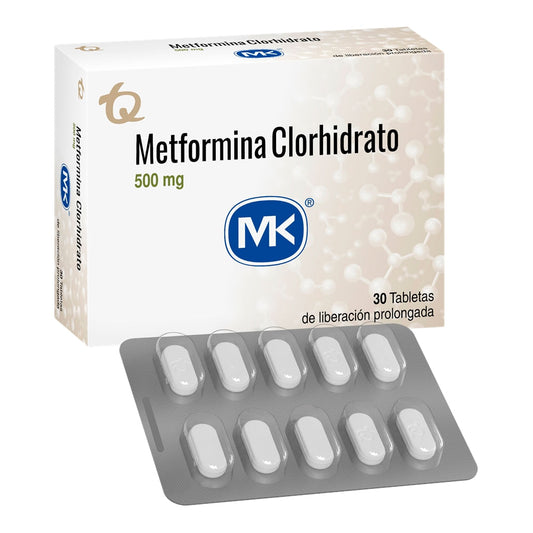 Metformina Clorhidrato 500 MG 30 Tabs Mk
