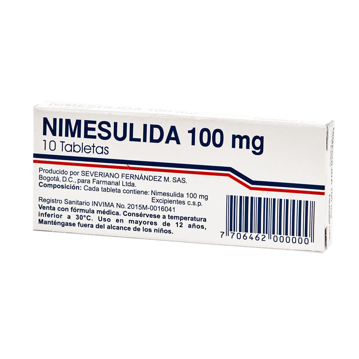 Nimesulida 100 Miligramos 10 Tabletas