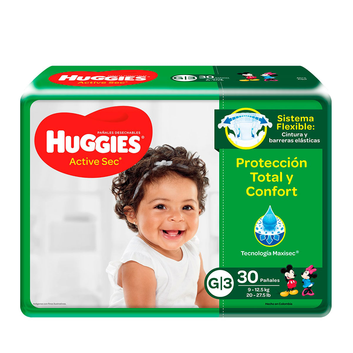 Pañal Huggies Active Seco Etapa 3 Grande 30 Unidades