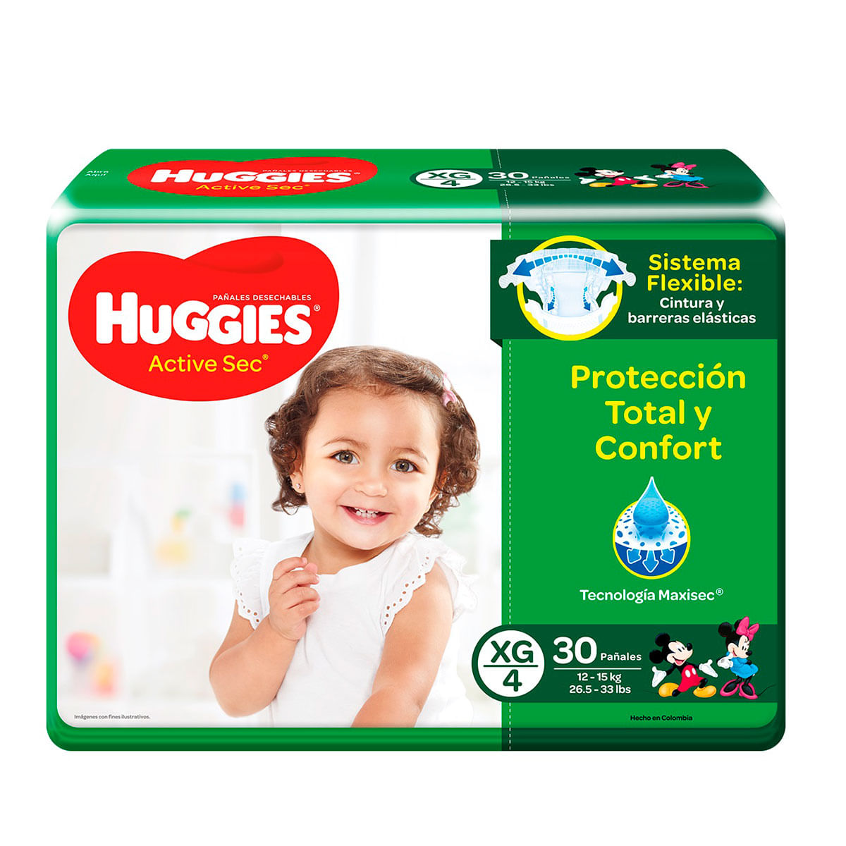 Pañal Huggies Active Seco Etapa 4 Xg 30 Unidades