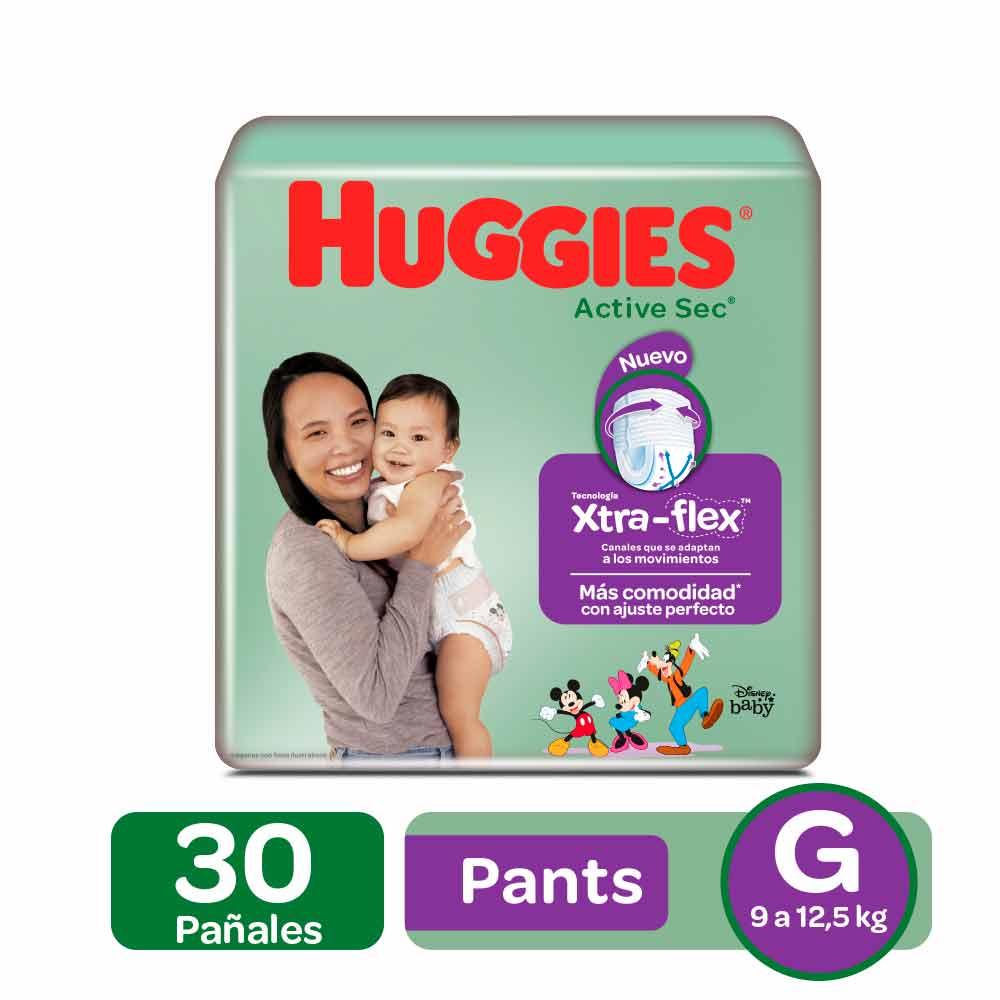 Pañal/Pants Huggies Active Seco Ajuste Perfecto Etapa 3 Grande 30