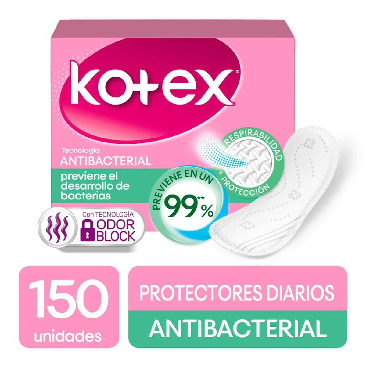 Protectores Kotex 150 Unidades