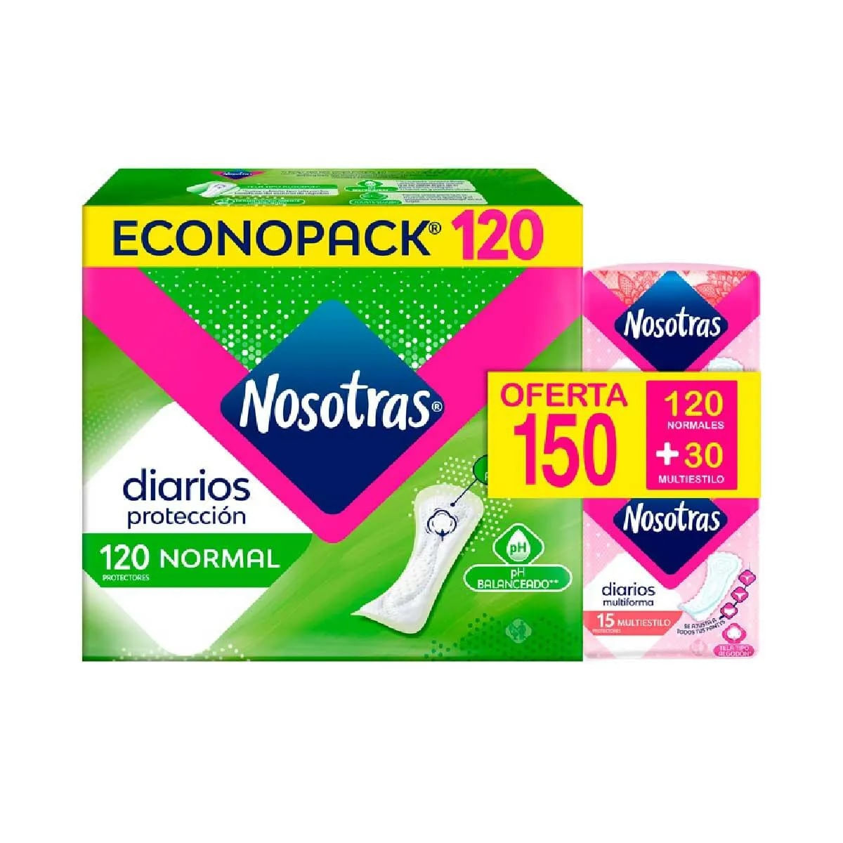 Protectores Nosotras 120 Unidades + Múltiples 30 Unidades Pack Especial