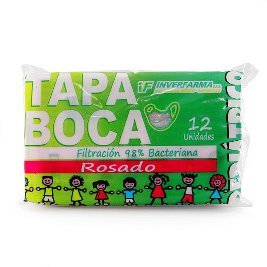 Tapabocas Pediátrico Inverfarma Rosado 12 Unidades