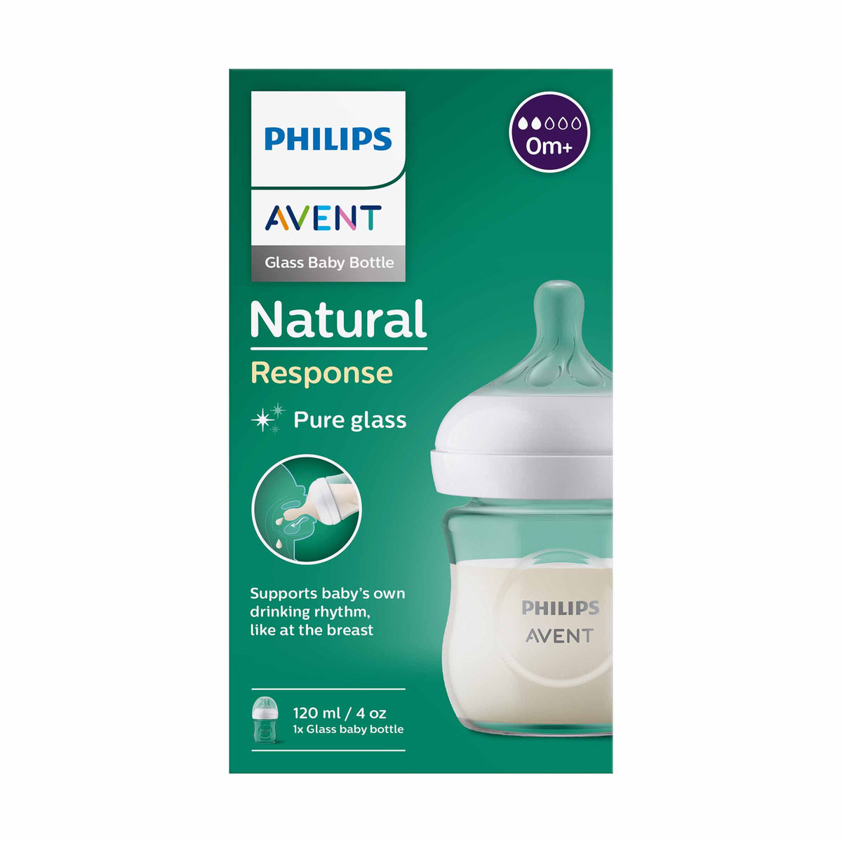 Tetero De Vidrio Avent Natural Resp 4 Oz