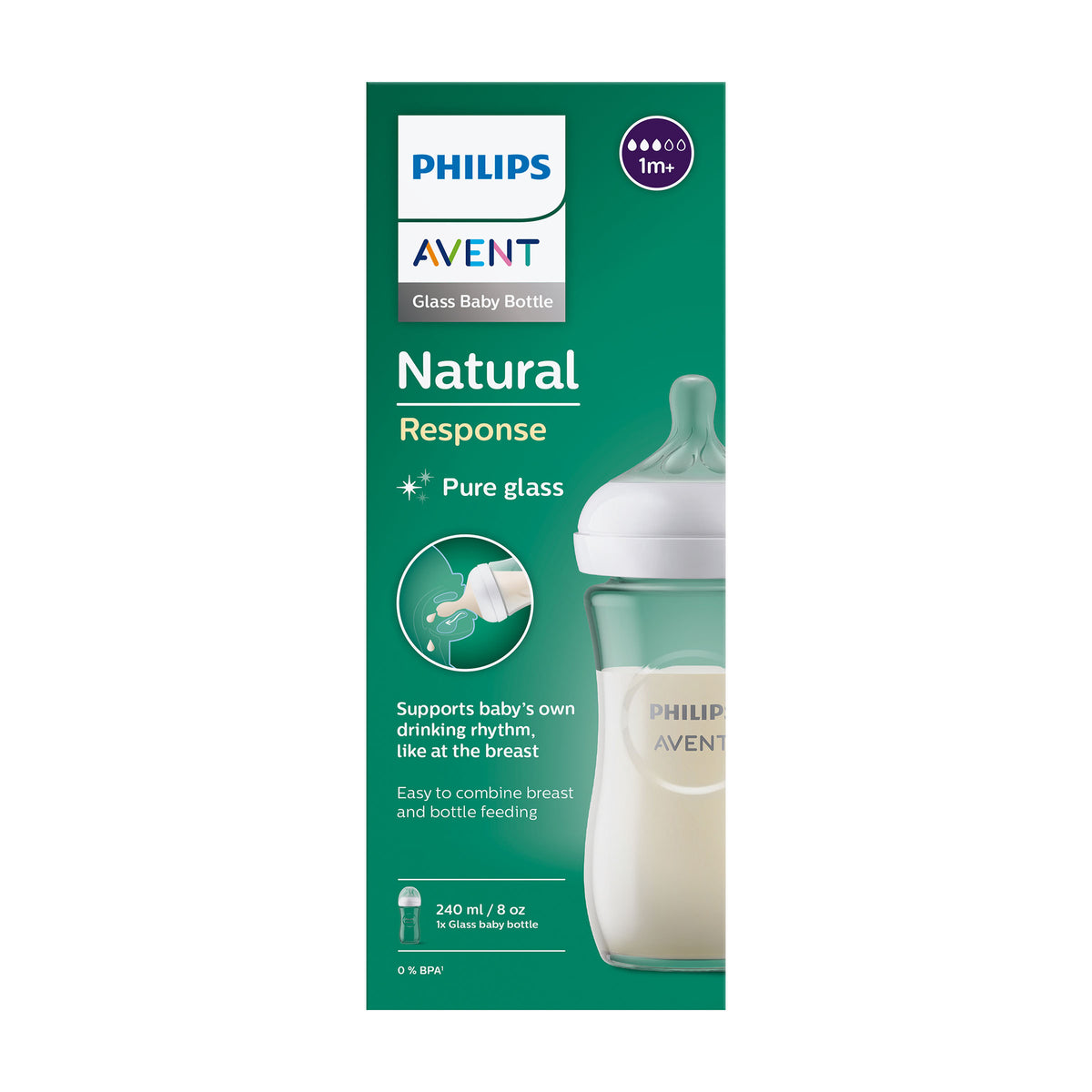 Tetero De Vidrio Avent Natural Resp 8 Oz