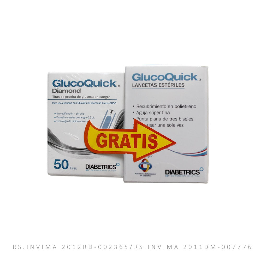 Tiras Glucoquick Diam 30Un + Lancet 50Un