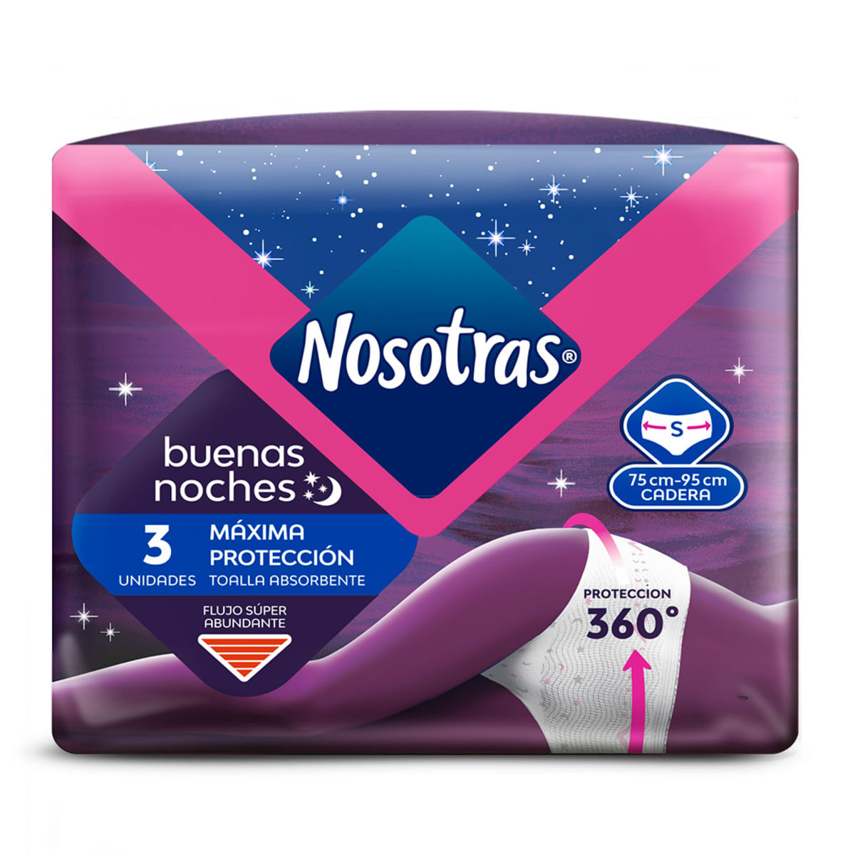 Toallas Nosotras Buenas Noches Máxima Protección Talla S 3 Unidades